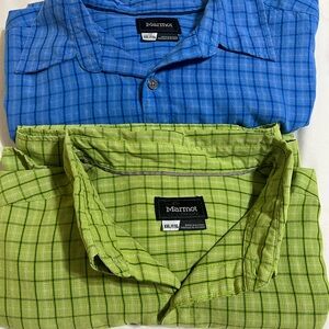 Marmot Lime and Blue Plaid Men's Casual Shirt